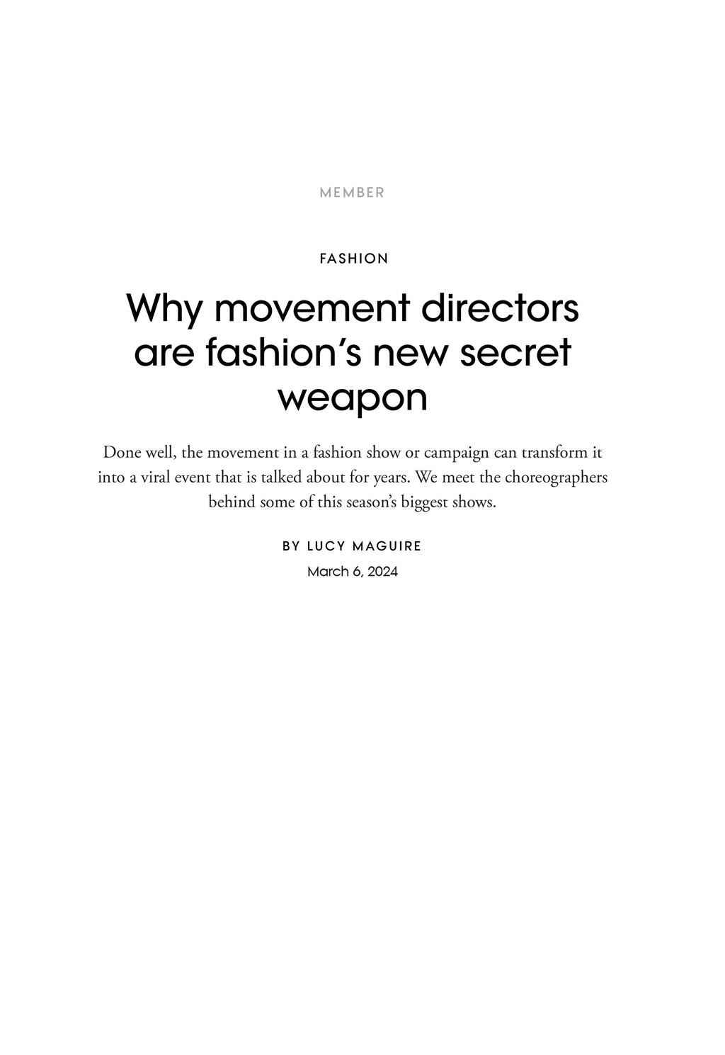 Vogue March 2024 - © Ryan Chappell